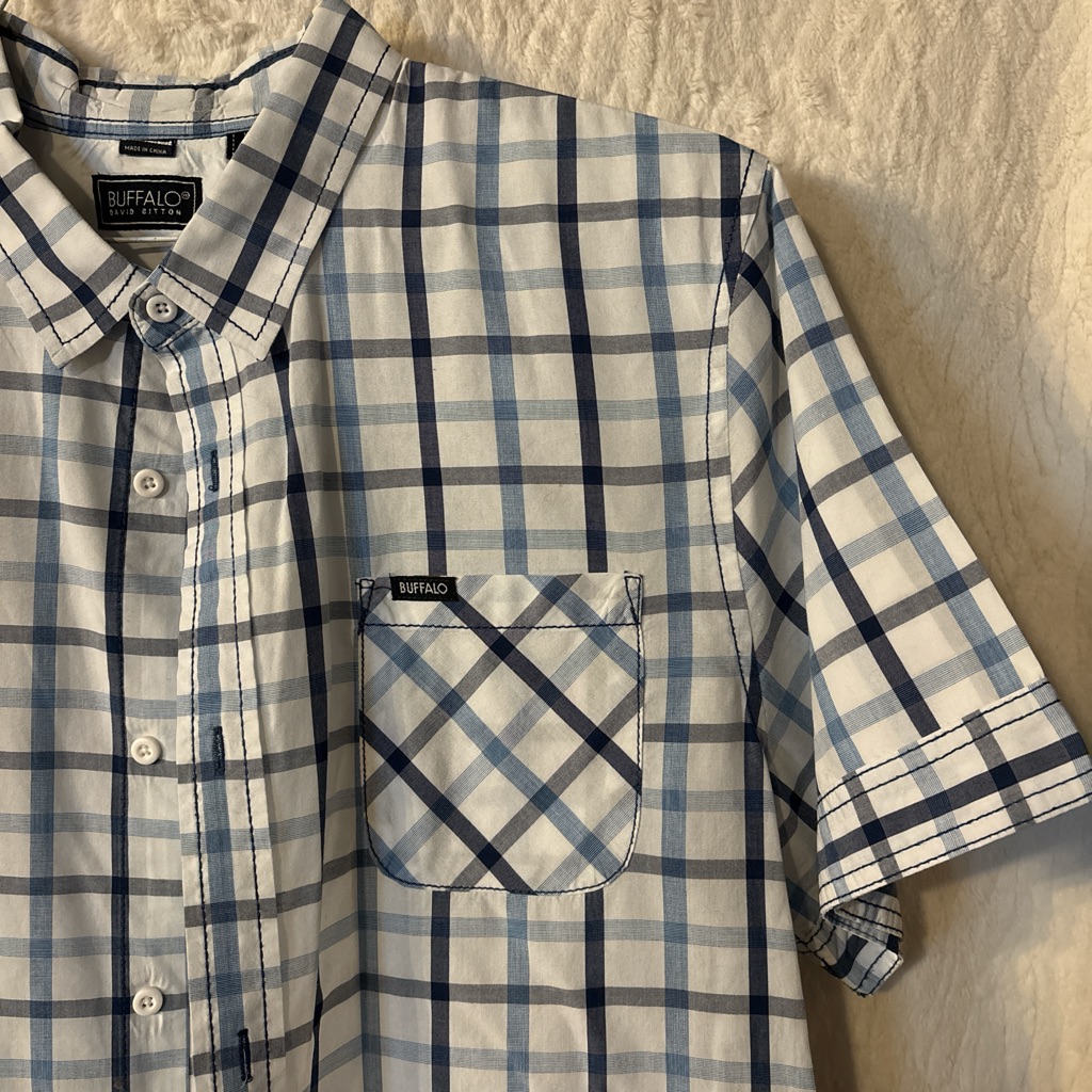 Buffalo David Bitton White And Blue Checkered Shirt